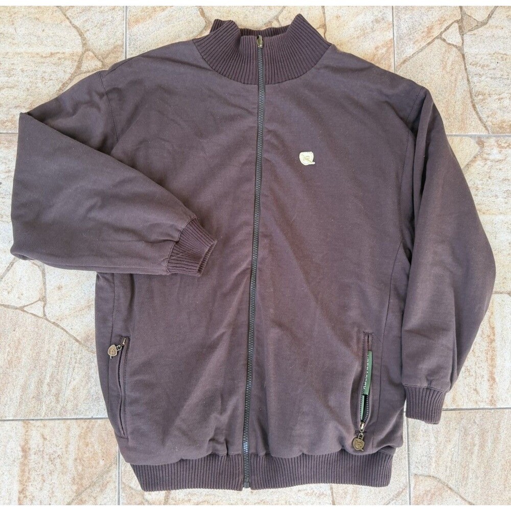 Rocawear Reversible Track Jacket Mens M Brown Striped Y2K Full Zip Hip Hop